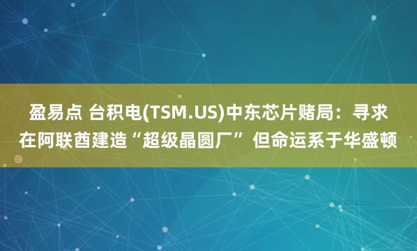 盈易点 台积电(TSM.US)中东芯片赌局:寻求在阿联酋建造“超级晶圆厂” 但命运系于华盛顿